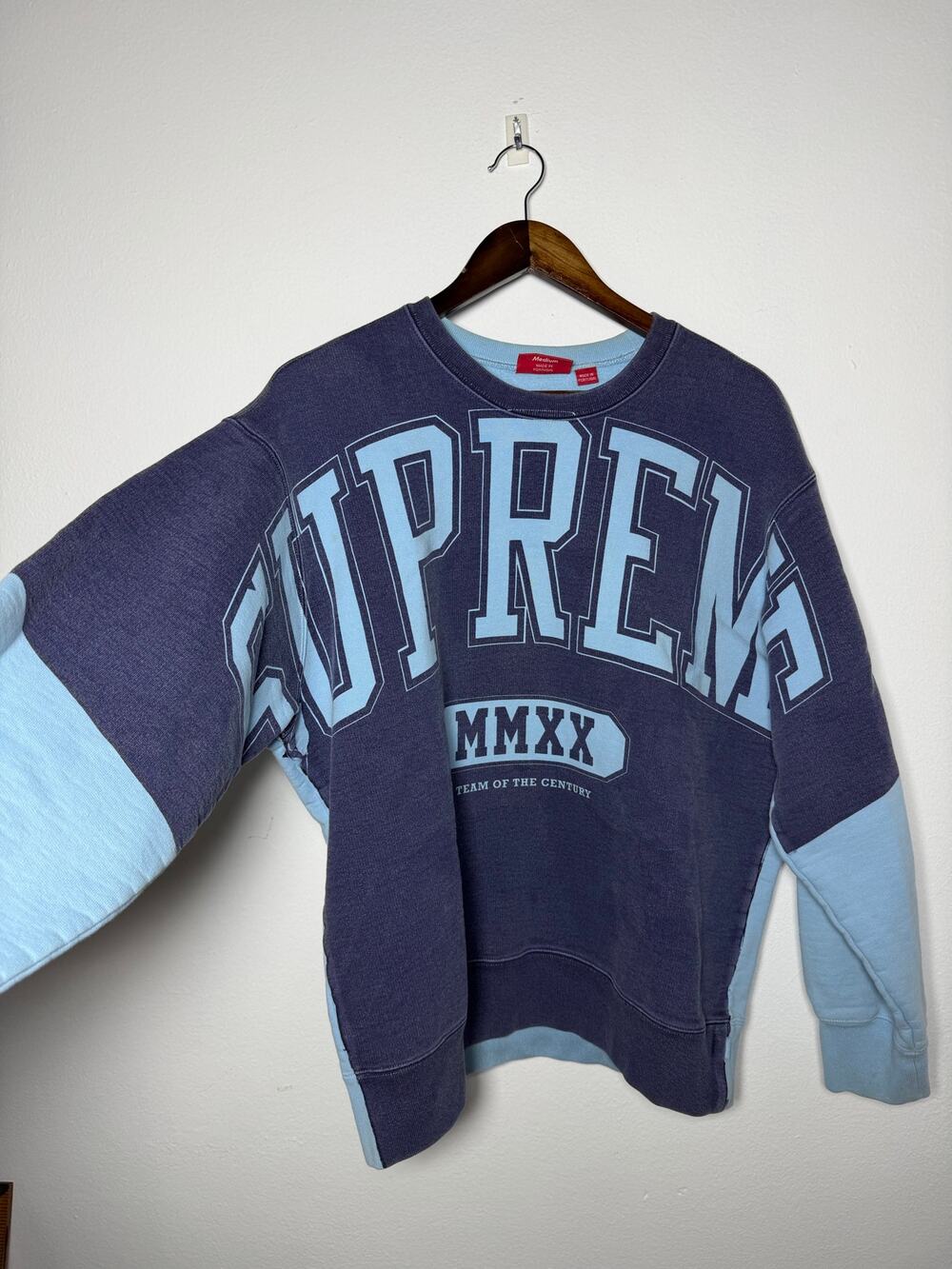 Supreme Overprint Crewneck Ice Blue